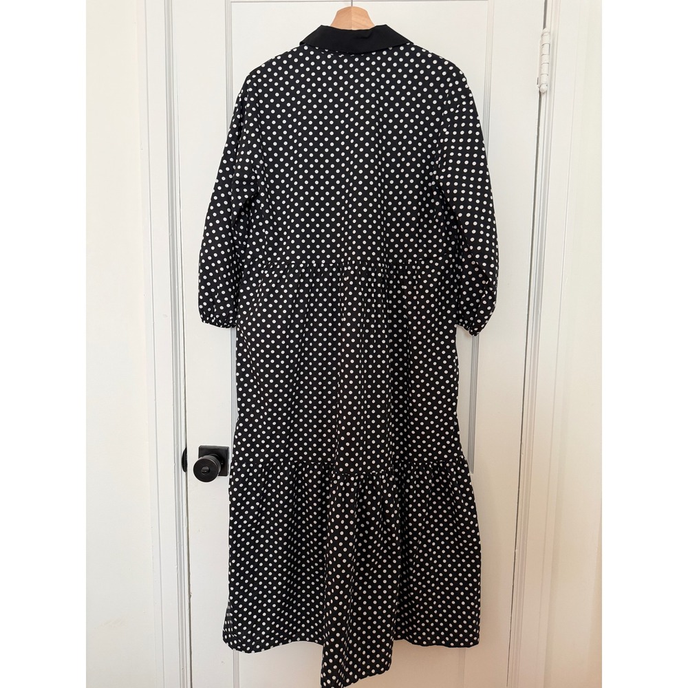 Anthropologie Maeve Bettina Tiered Cotton Midi Dress Polka Dot Swan Size S - Picture 4 of 11